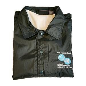 NYS Thruway Canals Highway Travel Albany NY Navy Windbreaker Snap Button Men's L